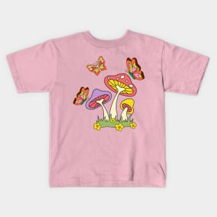 Mushrooms and Butterflies Kids T-Shirt